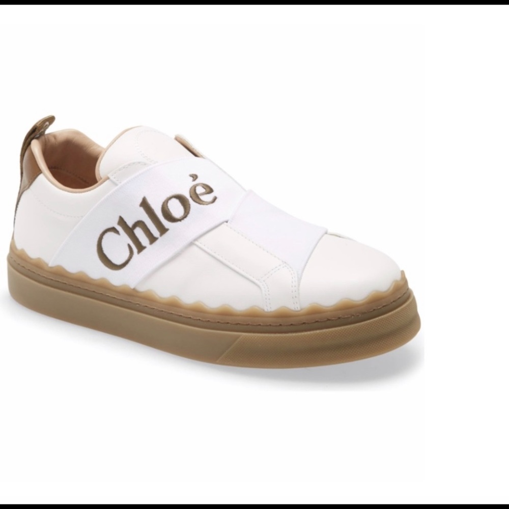 Lauren Logo-Strap White Leather Sneakers